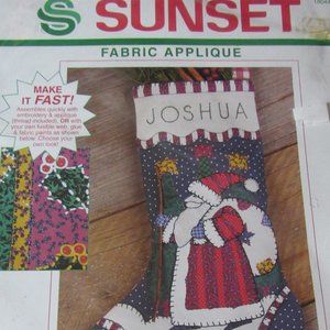 Dimensions Sunset Fabric Applique Country Woodland Santa Stocking New
